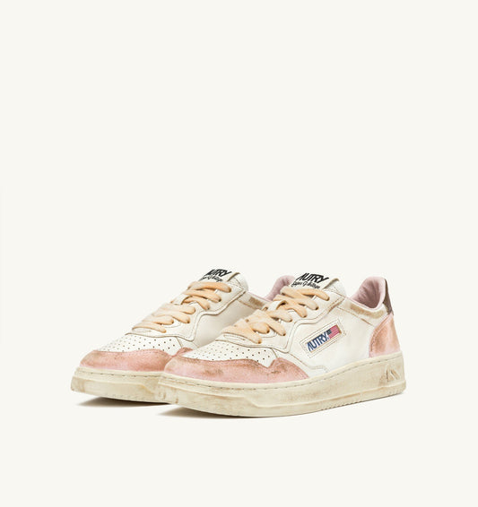 MEDALIST LOW SUPER VINTAGE SNEAKERS IN NUDE AND SEPIA LEATHER SUEDE